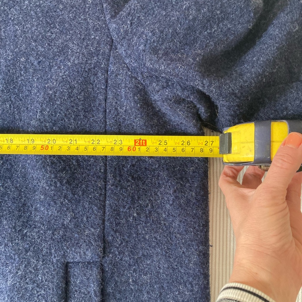 LANDS END Navy Hooded Wool Button Coat - Picture 6 of 9